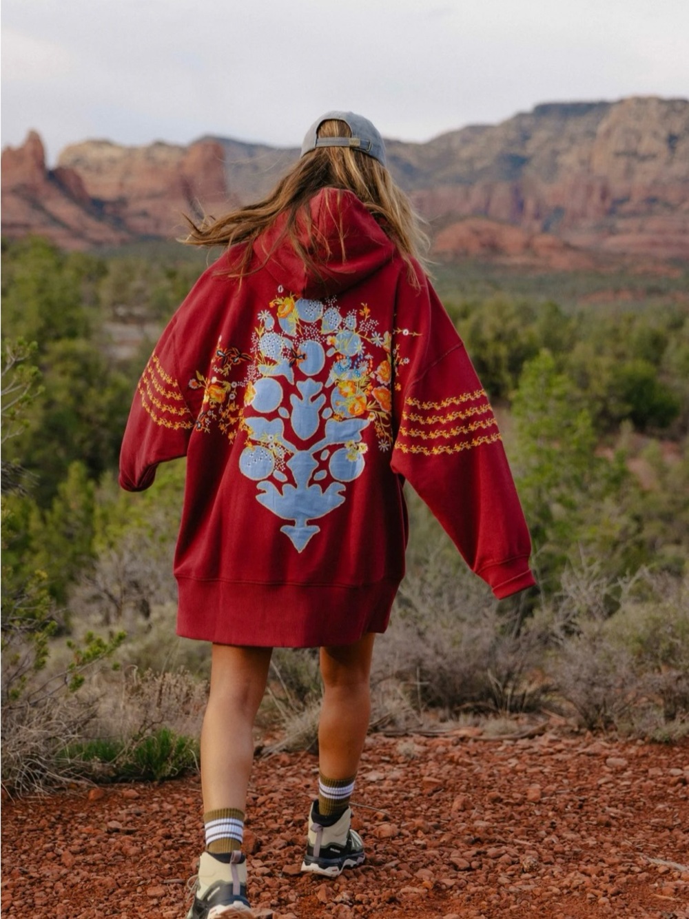 Free People FP Movement Women’s S M L At My Best Embroidered Hoodie Sweatshirt